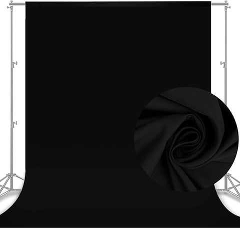 Solid Black Curtains 10 x 8