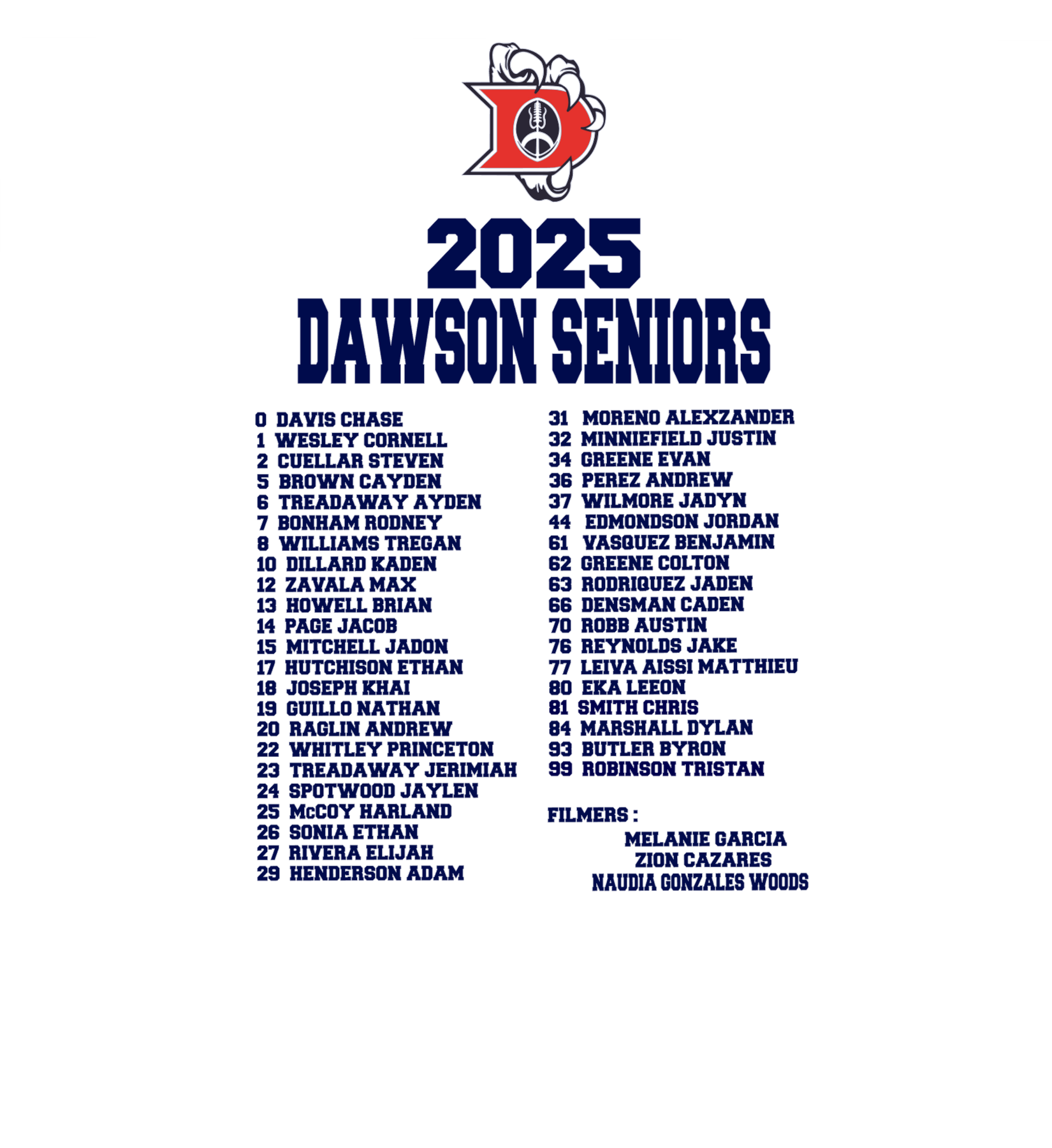 Dawson Football Senior towel 2025