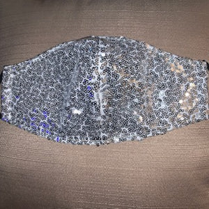 Silver sparkle face mask