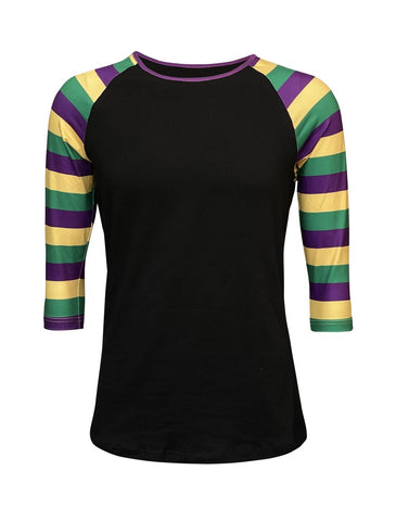 Black Mardi Gras quarter length T-shirt