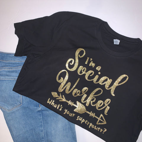 Glitter gold Social Worker T-shirt